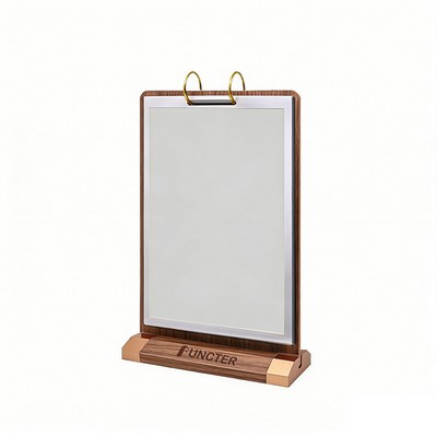 A5 Wooden PVC Page Turner Card Stand Flip Menu Holder