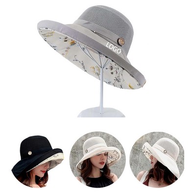 Custom Mesh Wide Brim Sun Hat With UV Protection