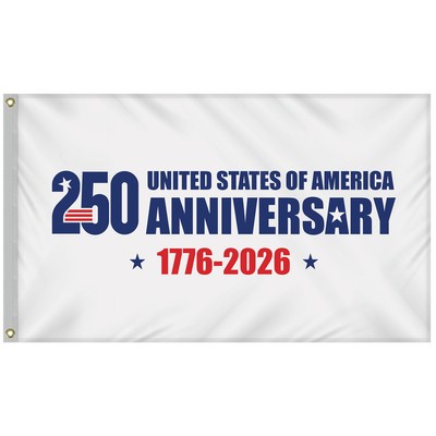 3' x 5' Single Reverse White America 250 Anniversary Flag