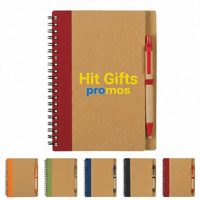 Kraft Paper & Fabric Stitched Cover Notebook