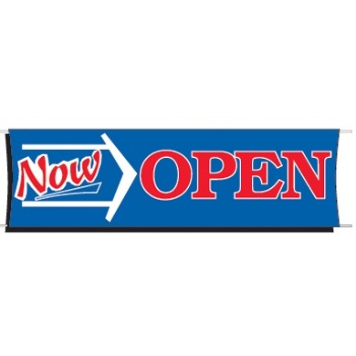 Heavy-Duty Giant Scrim Banner (Now Open) (3' x 10')