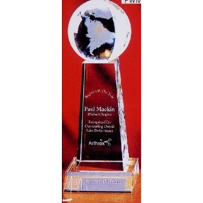 Crystal Series 3 1/4"x9" Crystal Spinning World On Magnificent Tower Award