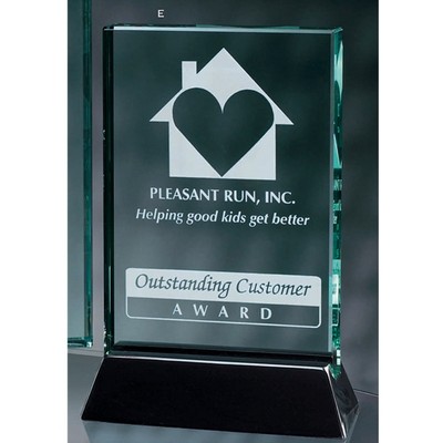 Jade Crystal Rectangle Award w/Ebony Piano Finish Base (4"x6")