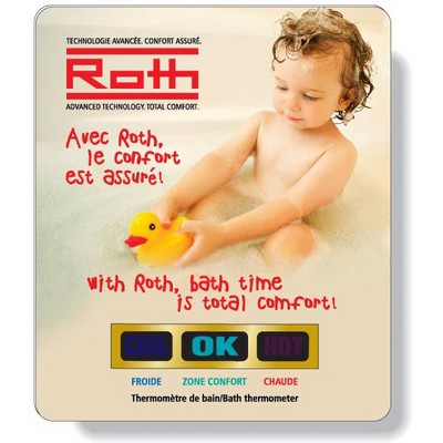 .020 White PVC Bath Thermometer, Stock Rectangle (3"x3.5"), Full Color