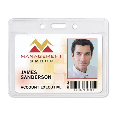 Horizontal Credit-Card-Size Premium Clear Vinyl Badge Holders, 3.38" x 2.38"