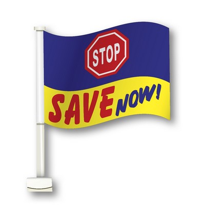 Double-Pane Clip-on Flag w/Pole (Stop Save Now)