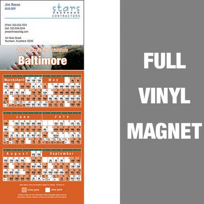 Baltimore Pro Baseball Schedule Vinyl Magnet (3 1/2"x8 1/2")