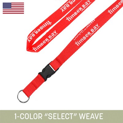 3/4" Woven Detachable Lanyard w/ Split Ring - "Select" Weave