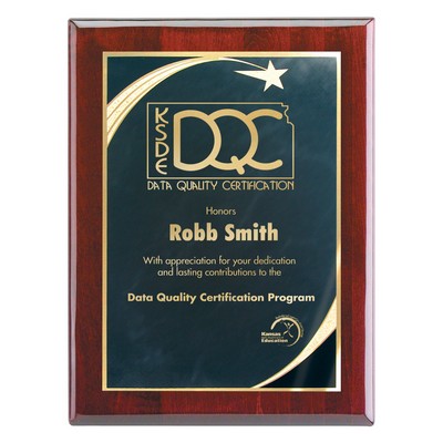 Plaque - 7"x9" Rosewood Wall Plaque with Black Star Achievement Plates (5"x7")
