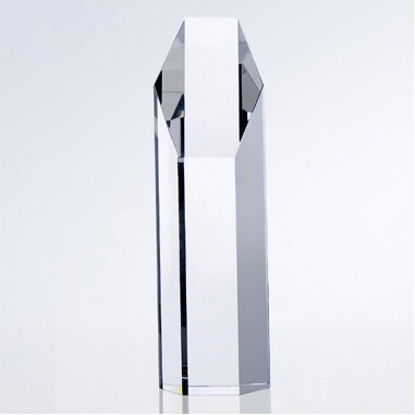 Optical Crystal Hexagon Tower Award - Large (Sandblasted)
