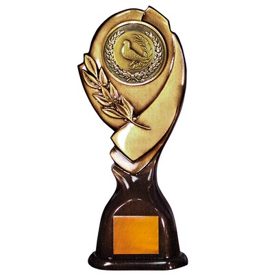 Stock 15" Classic Trophy with 2" Bird Coin and Engraving Plate