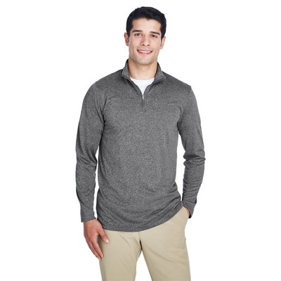 ULTRACLUB Men's Cool & Dry Heathered Performance Quarter-Zip