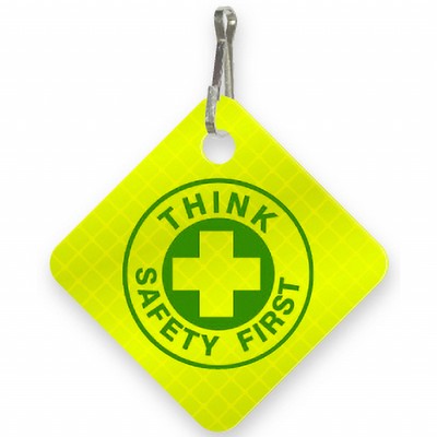 Ultra Reflective Yellow Bag Tag Diamond shape 2" x 2", Screen-printed