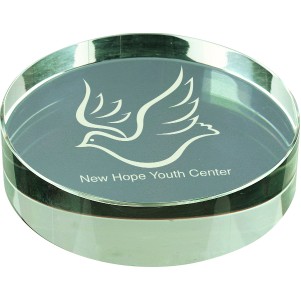 Crystal Round Paperweight, 3 1/8" diameter