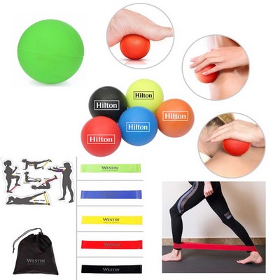 Promotek iBank® Exercise Massage Ball + Fitness Resistance Bands (Green)