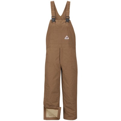 Bulwark® BLN6 Men's Heavyweight FR Insulated Brown Duck Bib Overall with Knee Zip