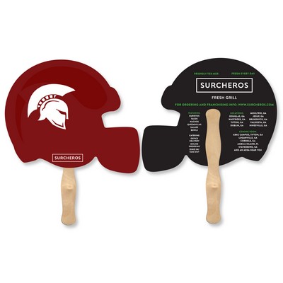Lightweight Full Color Two Sided Single Paper Football Helmet Shape Hand Fan