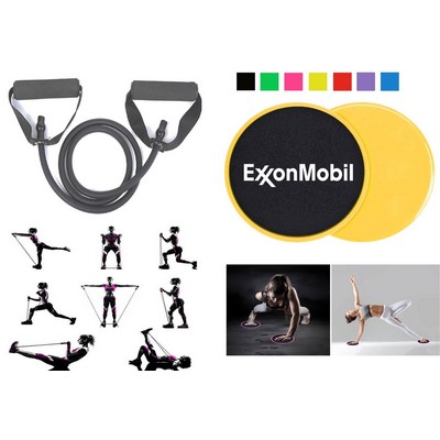 Promotek iBank® Exercise Band + Fitness Sliders (Yellow)