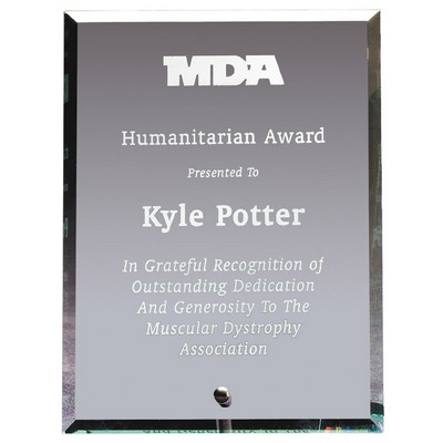 Premium Beveled Edge Glass Award w/Silver Pinstand (5" x 7")