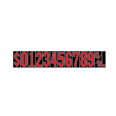 7 ½" Sun Buster Red & White Number Decal w/Black Background (Set of 12)