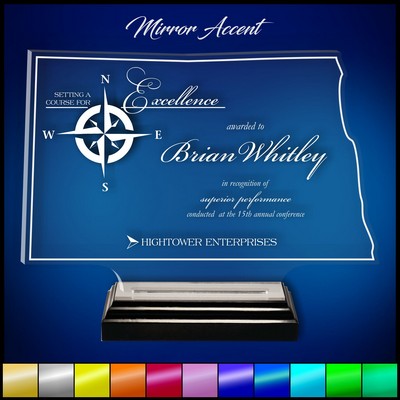 13" North Dakota Clear Acrylic Award with Mirror Accent