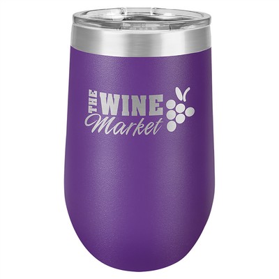 16 Oz. Purple Polar Camel Stemless Wine Tumbler with Clear Lid