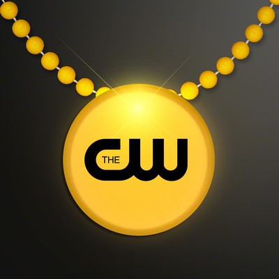 Yellow LED Circle Badge with Beads - Domestic Imprint