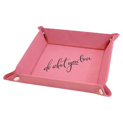 Snap Up Tray, Pink Faux Leather, 6 x 6"