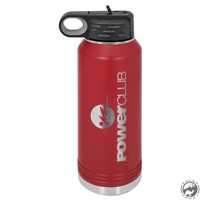 Powder Coated Maroon Travel Water Bottle Includes Straw