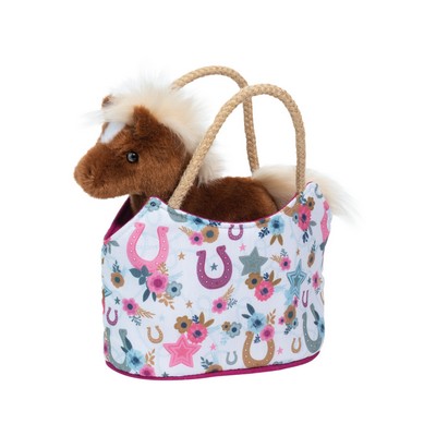 Boho Horseshoe Sak with Chestnut Horse Stuffed Animal