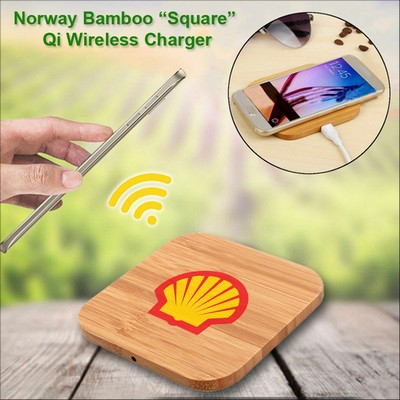 Norway Bamboo "Eco Friendly" Qi Wireless Charging 15 Watts Pad - Square No Extra Tariff