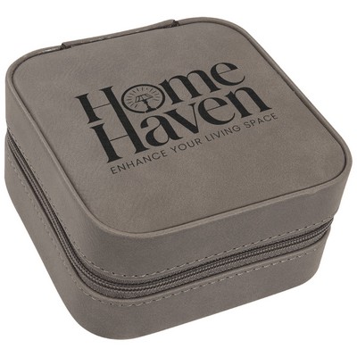 Gray Leatherette Travel Jewelry Box