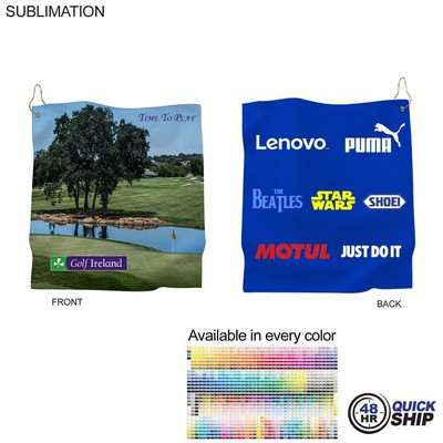 48Hr Quick Ship - Microfiber Suede Shammy Golf Towel, NoFold,Finish size 15x15, Sublimated 2 sides