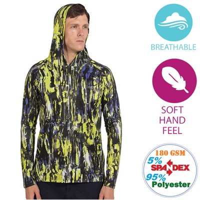 Men's 180 GSM Poly Cotton Feel Long Sleeve T-Shirt W/ Hoodie