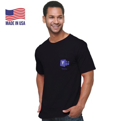 USA Made Mid weight Pocket Crew Tee Shirt