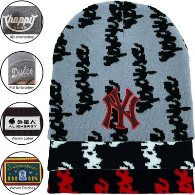 Letter Graphics Knitted Beanie