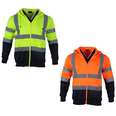 VISIPRO Reflective Colorblock Safety Full-Zip Hoodie - 280G