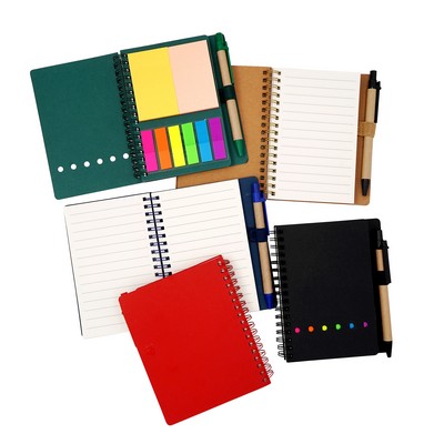 Spiral Notebook With A Pen Sticky Notepad