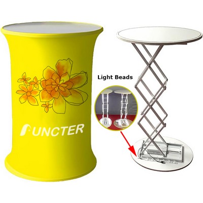 Round Collapsible Portable Trade show Podium Table W/Light Beads