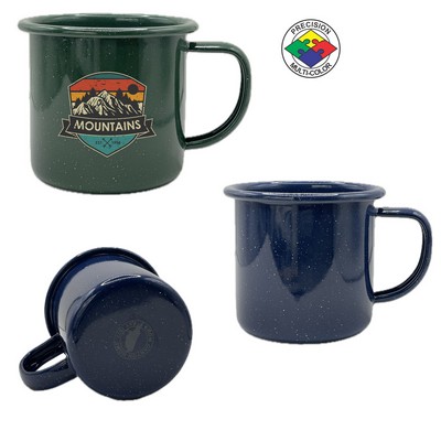 12 Oz. Stinson Speckled Navy Blue Enameled Steel Cup - Precision Spot Color