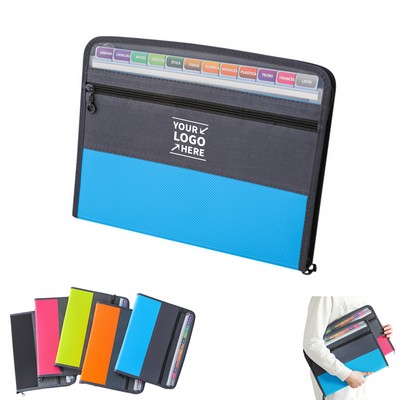 13 Pocket A4 Accordion Expanding File Folder w/Zipper