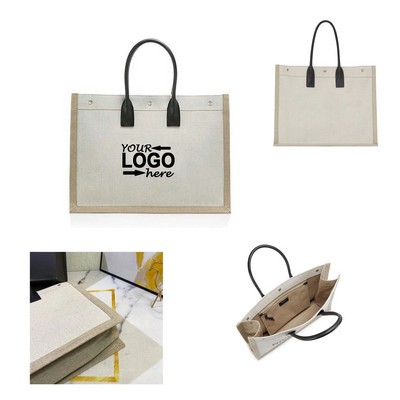 Jute Canvas Tote Bag