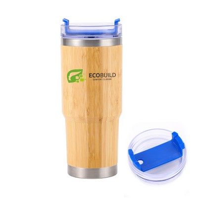 30oz Stainless Steel Bamboo Tumbler w/o Handle