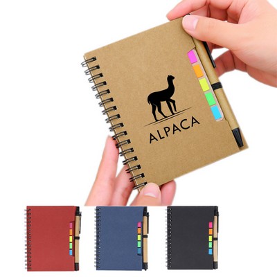 Kraft Spiral Sticky Notes With Pen