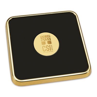 Square Gold Tone Coaster W/ Gold Medallion