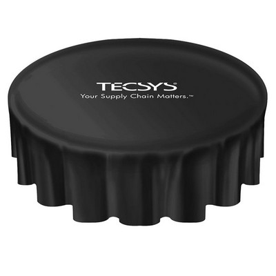 108" Black Round Table Cloth - Printed