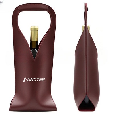 Portable PU Single Bottle Wine Tote with Handle
