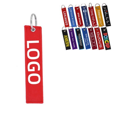Custom Embroidered Woven Tag Keychain