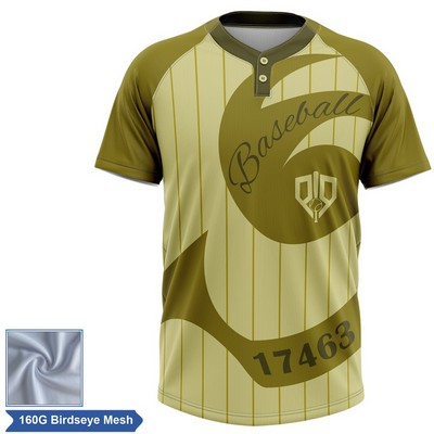 Rush - Men's & Kids' Sublimation 2-Button Baseball Jersey - Birdseye Mesh