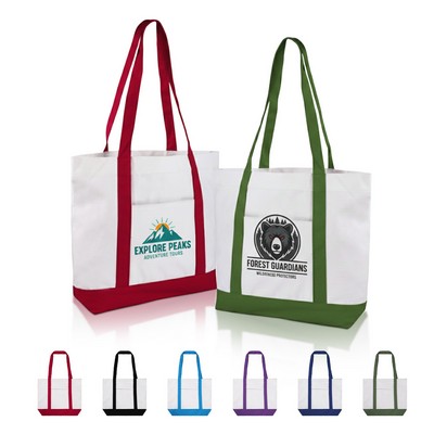 12 Oz Cotton Boat Tote Bag Front Pocket W/ Gusset